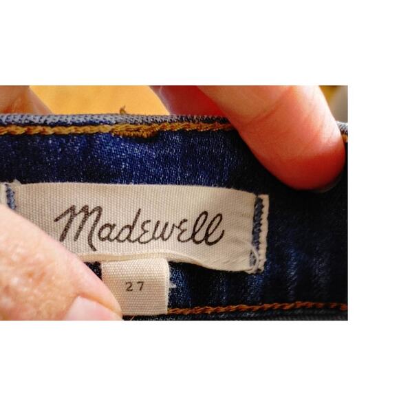 Madewell Pieced McCarren Denim Jean Two Toned Raw Hem Mini Skirt sz. 27 - Picture 4 of 4